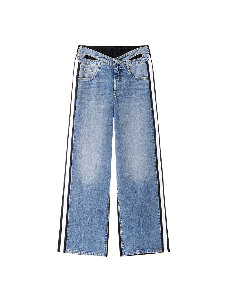 Stylish Jeans With Front And Back Patchwork