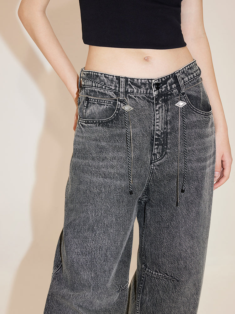 Vintage Loose Fit Jeans With Waist Chain