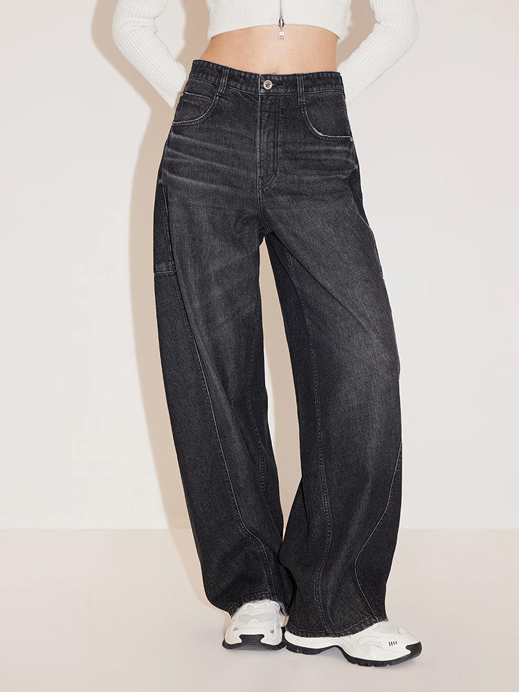 Vintage Black And Gray Wide Leg Pants