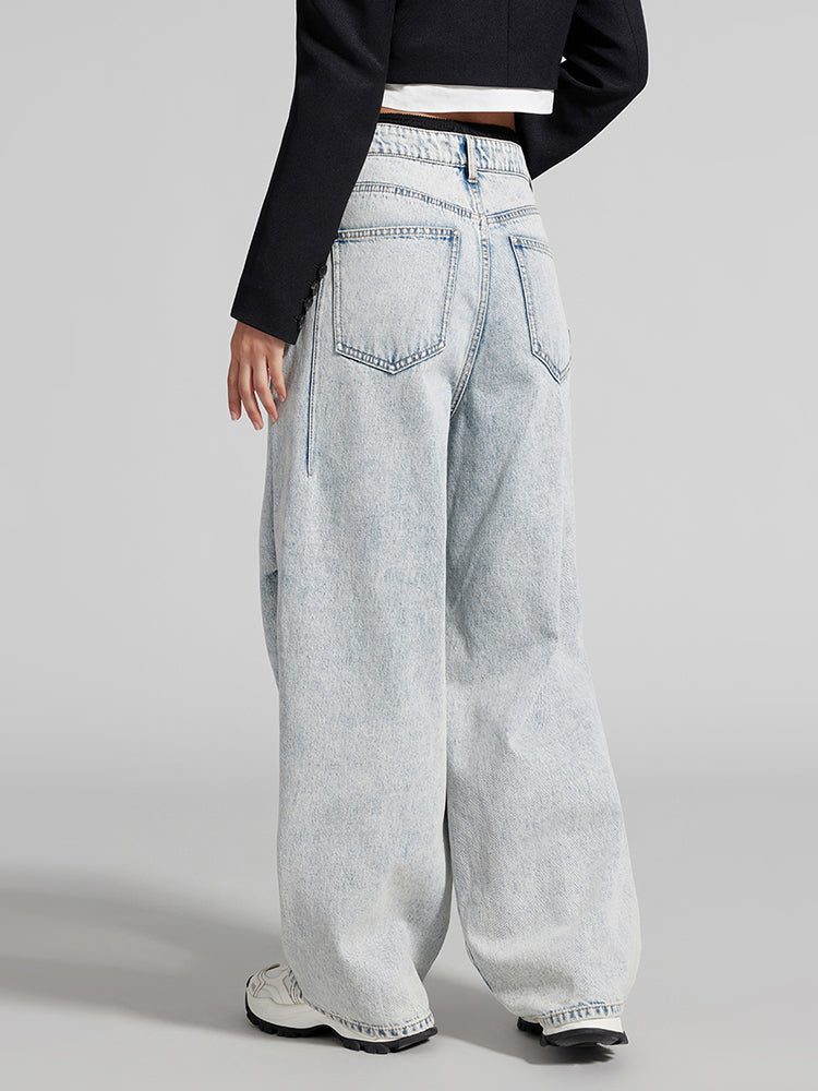 Light Blue Jeans With Contrast Waist