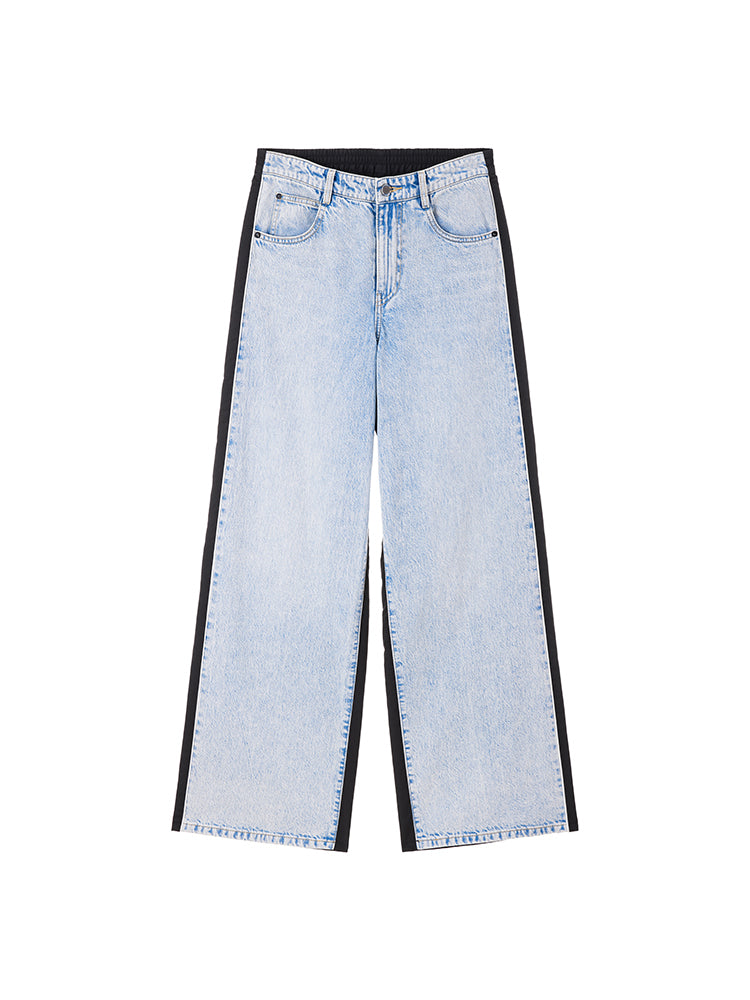 Wide Leg Jeans With Patchwork