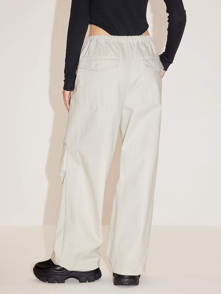 Off-White Cargo Style Tie-In Ankle Jeans