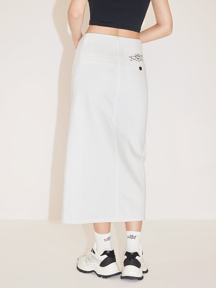Miss Sixty x Keith Haring Capsule Collection Denim Midi Skirt With Printed