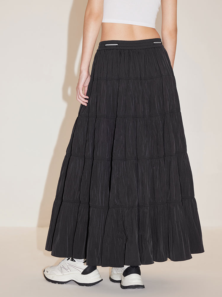 Elastic Waist Paneled Skirt