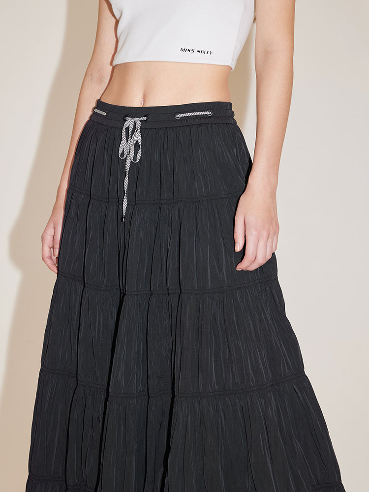 Elastic Waist Paneled Skirt