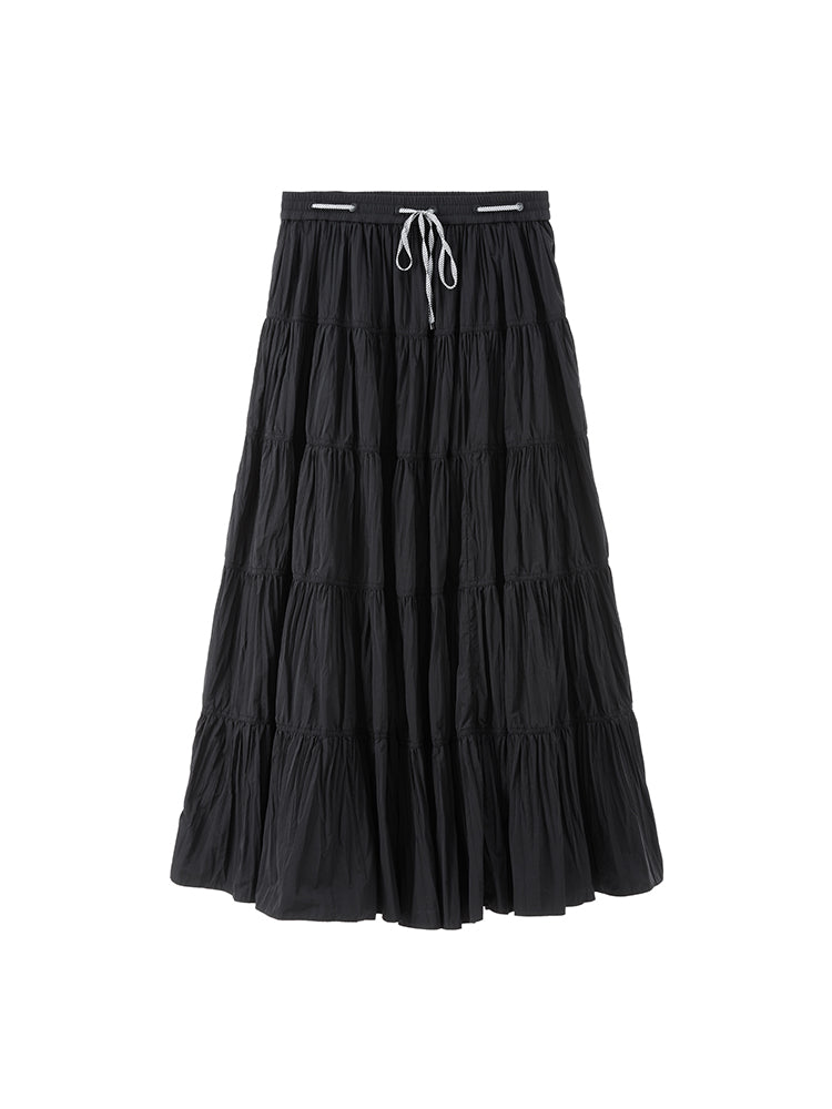 Elastic Waist Paneled Skirt
