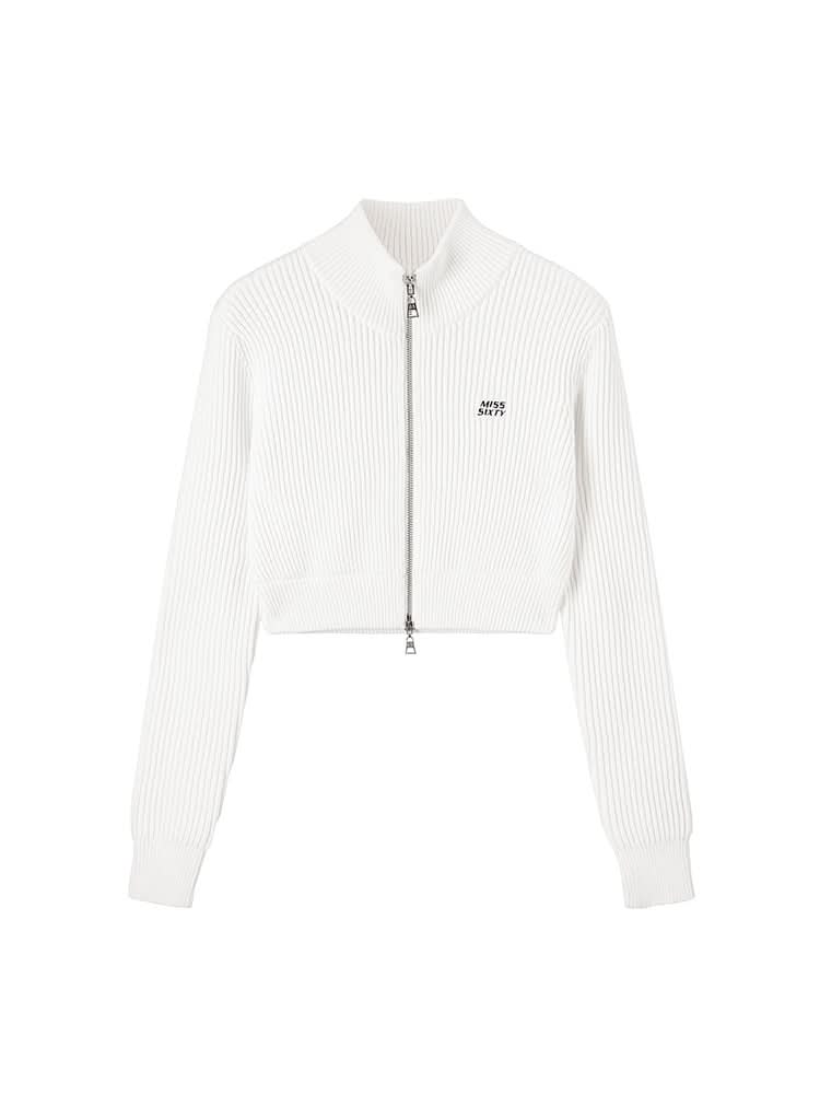 Cropped Woolen Jacket With Double Zipper