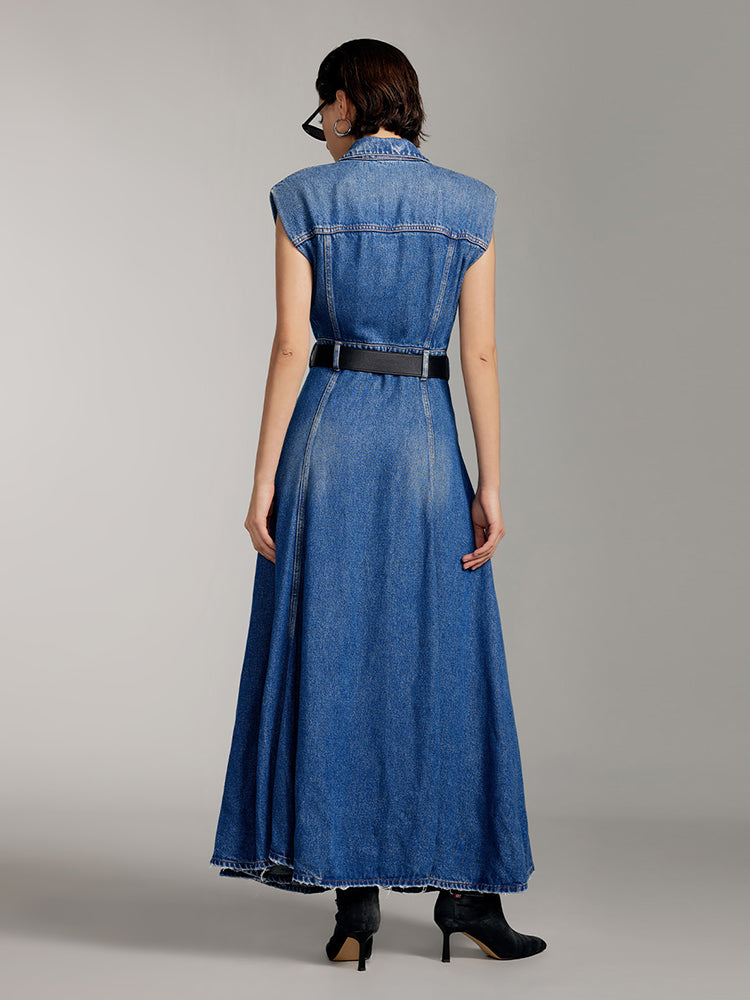 Sleeveless Tencel Denim Dress, Middle Blue / Xs Sleeveless Tencel Denim Dress, Middle Blue / Xs