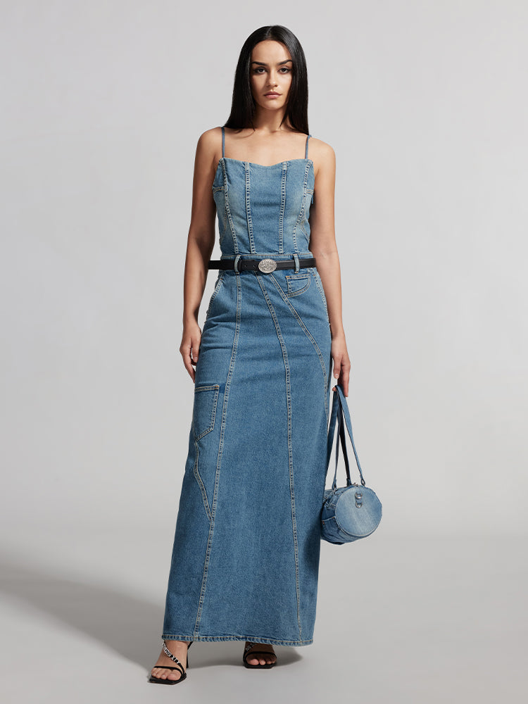 Cargo Style Denim Dress, MIDDLE BLUE / XS Cargo Style Denim Dress, MIDDLE BLUE / XS