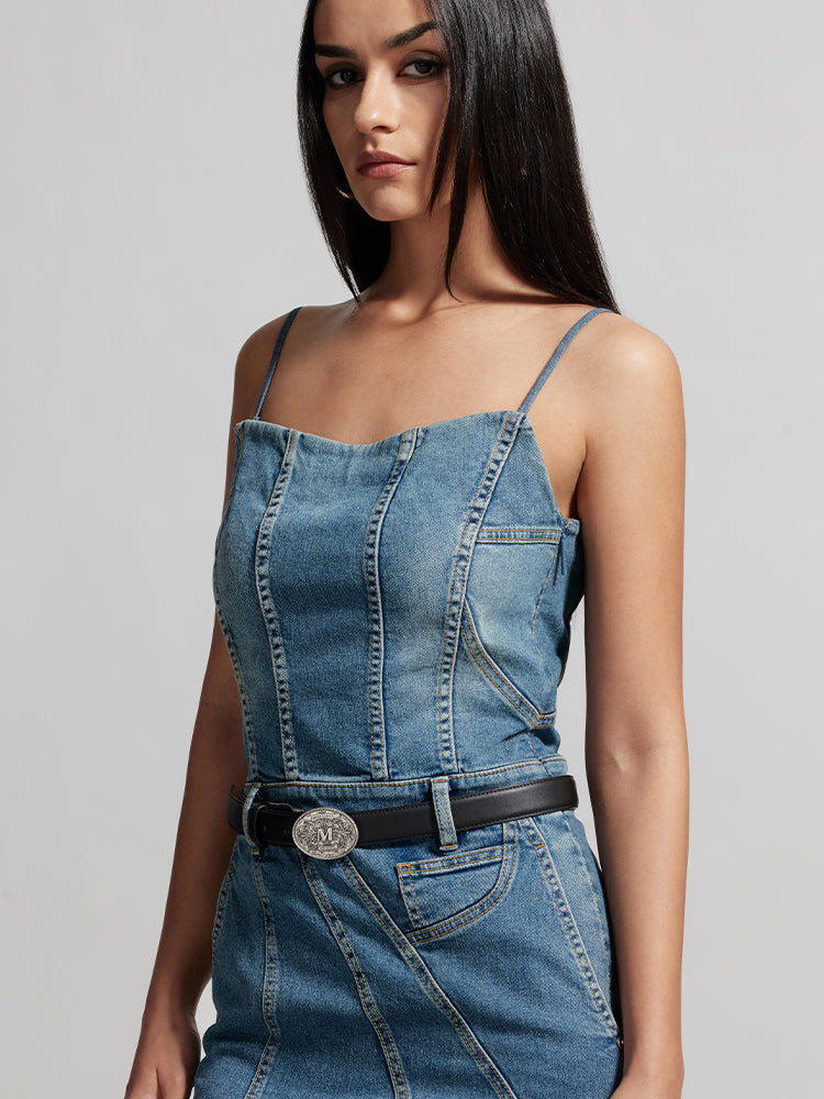 Vintage Cargo Style Denim Dress