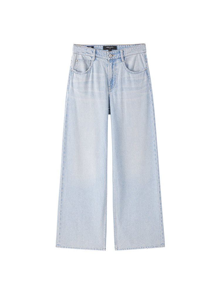 Loose Fit Wide-Leg Jeans With Acetate