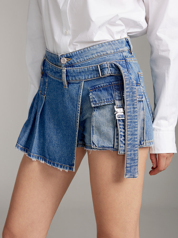 Denim Culottes With Acetate