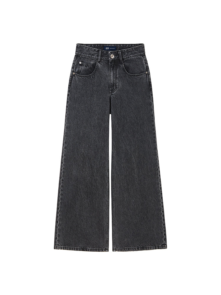 Vintage Black Gray Casual Straight Fit Jeans