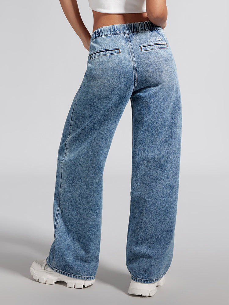 Straight-Leg Jeans With Elastic Waist