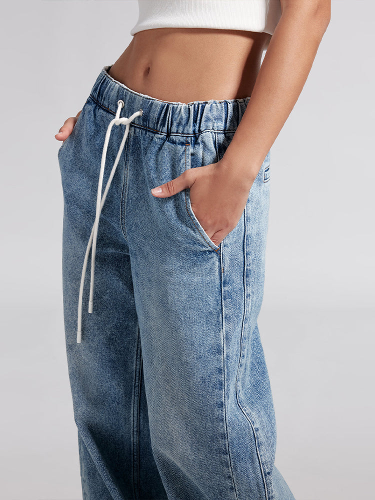 Straight-Leg Jeans With Elastic Waist