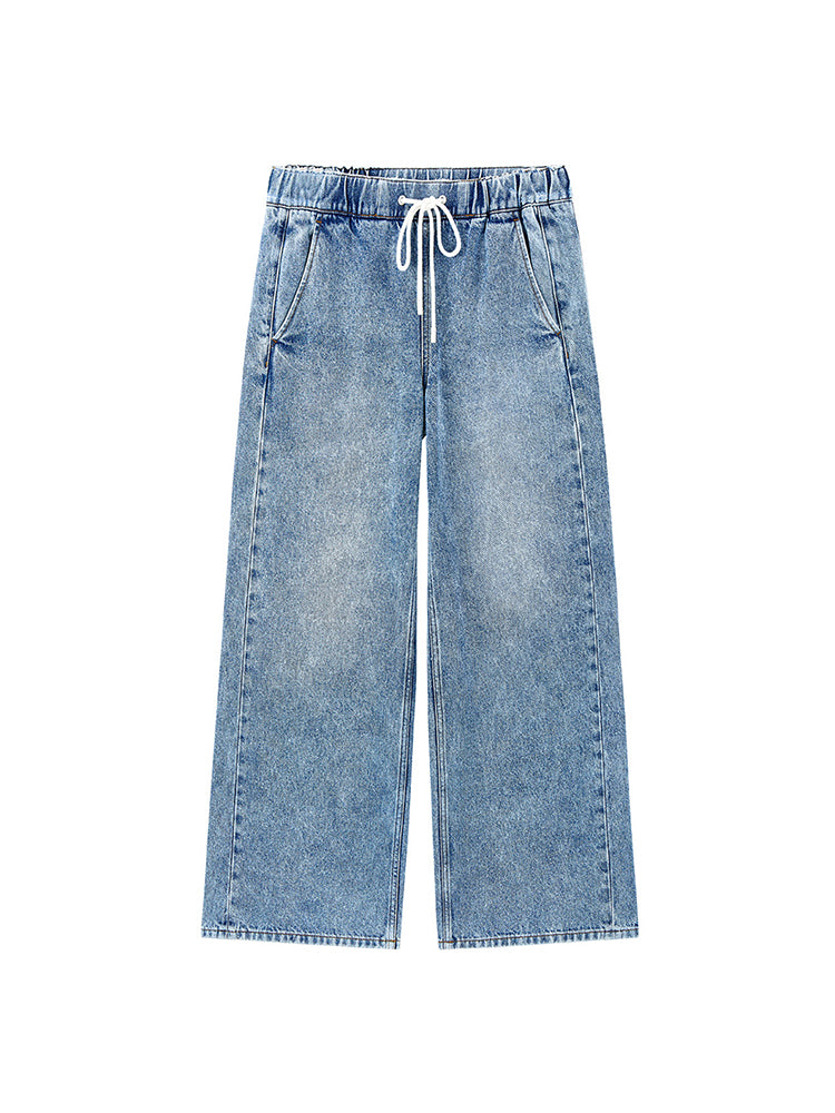 Straight-Leg Jeans With Elastic Waist