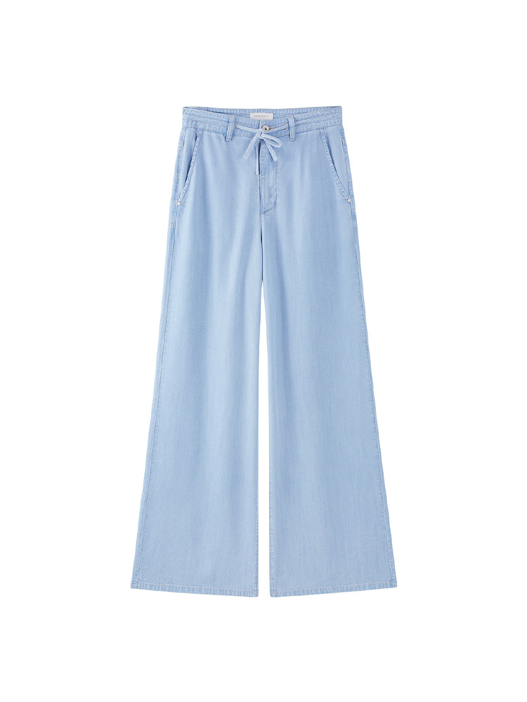 Elastic Waisted Draped Tencel Jeans