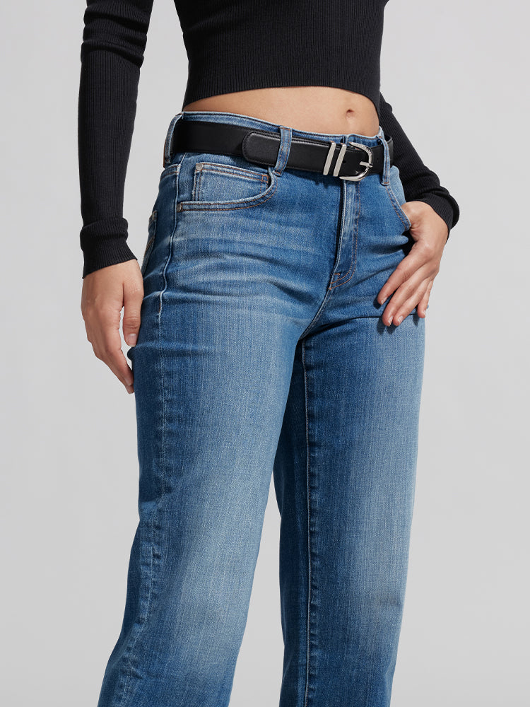 Vintage Navy Blue Straight Fit Jeans
