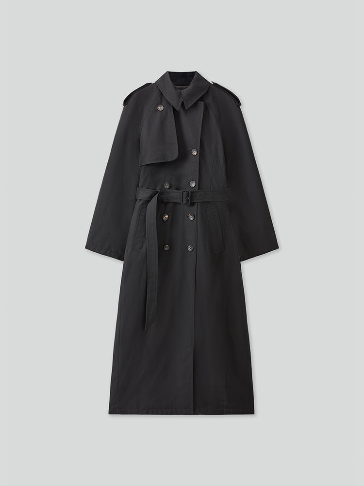Miss Sixty X Keith Haring Capsule Collection Long Fit Trench Coat In Black