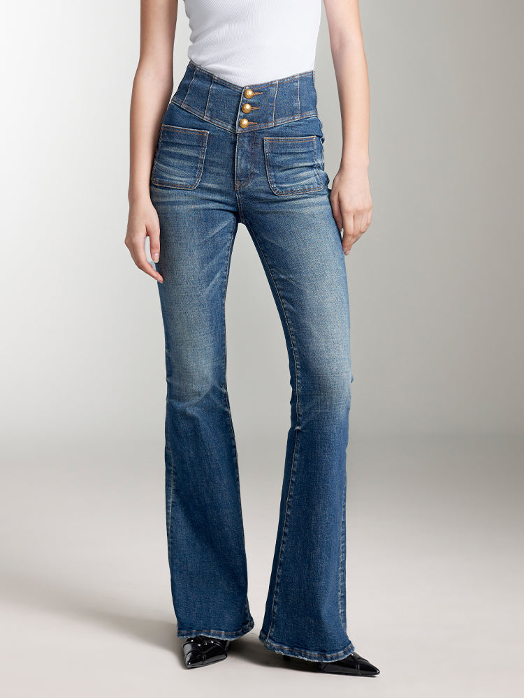 V-Shape Super High Waisted Flared Jeans