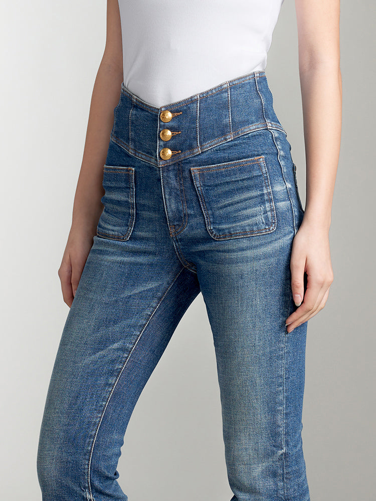 V-Shape Super High Waisted Flared Jeans