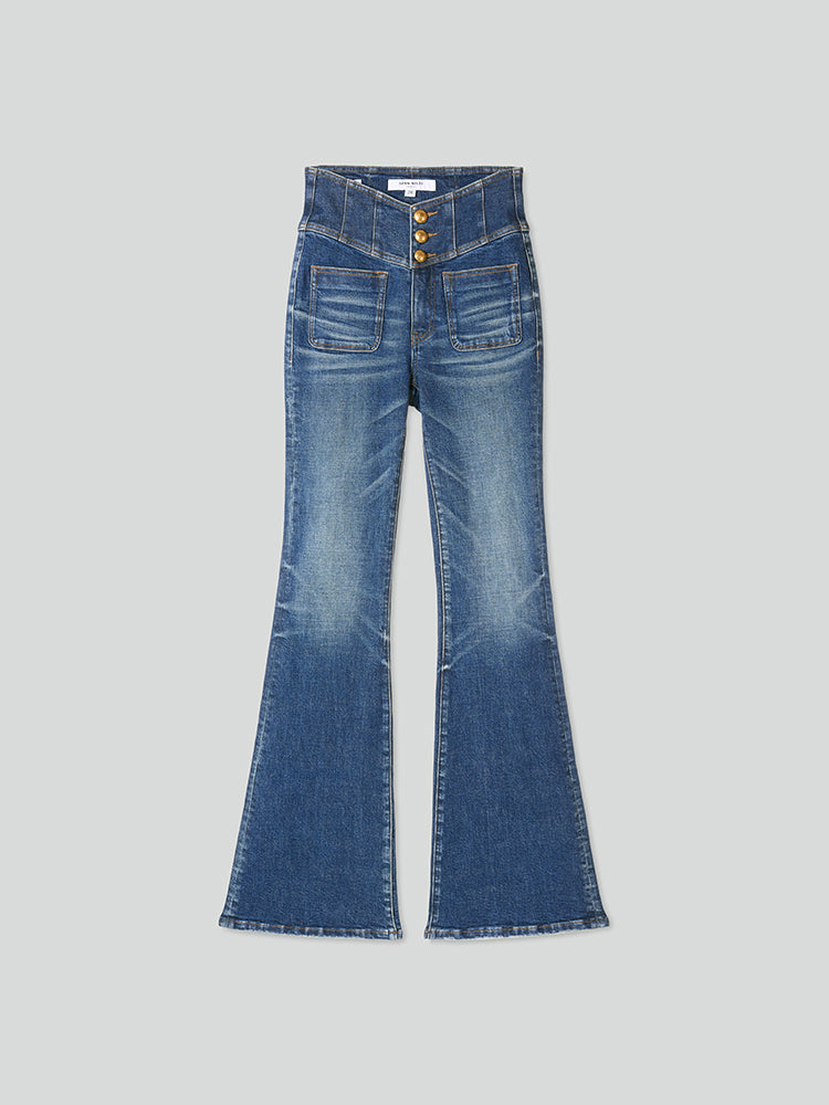 V-Shape Super High Waisted Flared Jeans