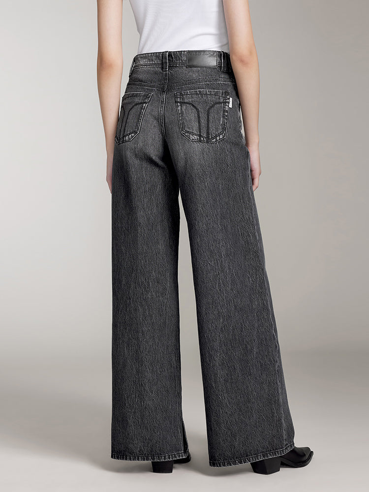 Vintage Wide Leg Jeans In Black