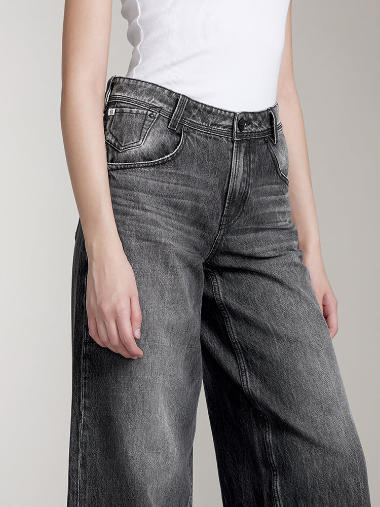 Vintage Wide Leg Jeans In Black