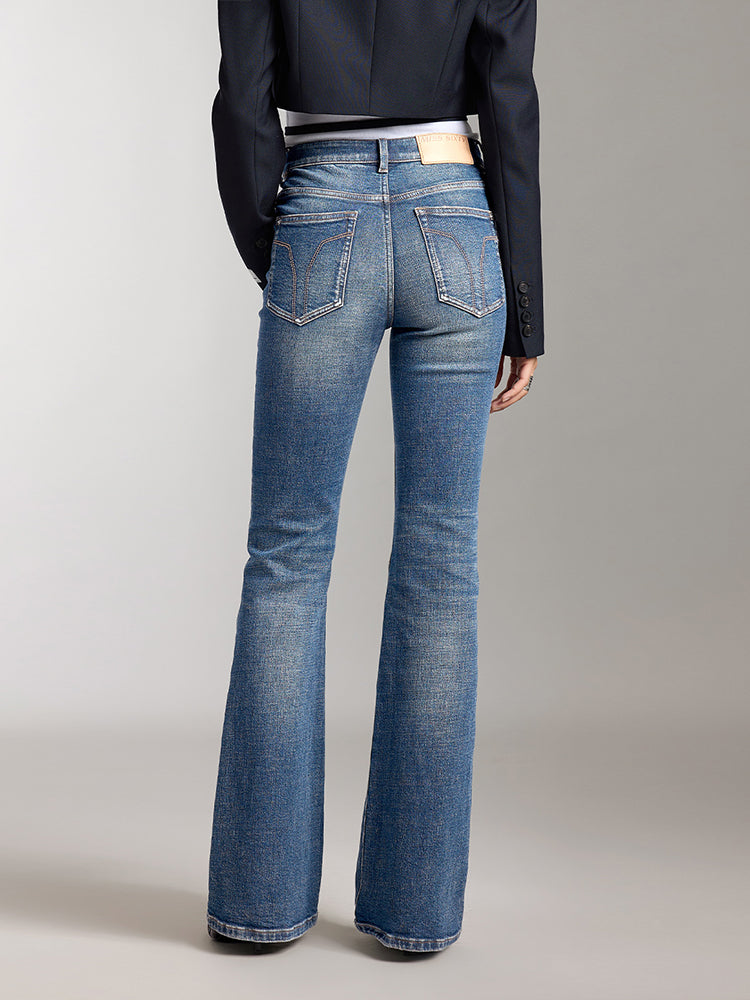 Vintage Washed Flared Jeans