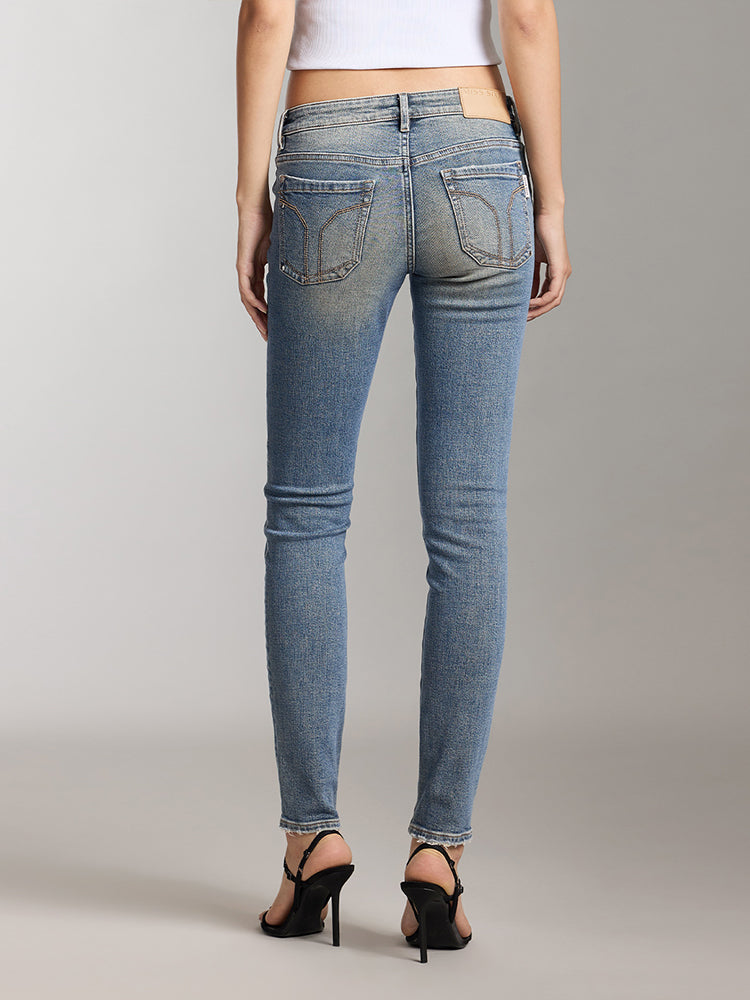 Vintage Low Waist Cropped Skinny Jeans