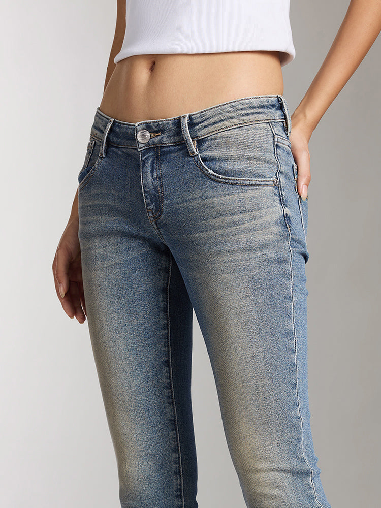 Vintage Low Waist Cropped Skinny Jeans