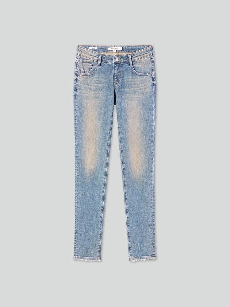 Vintage Low Waist Cropped Skinny Jeans