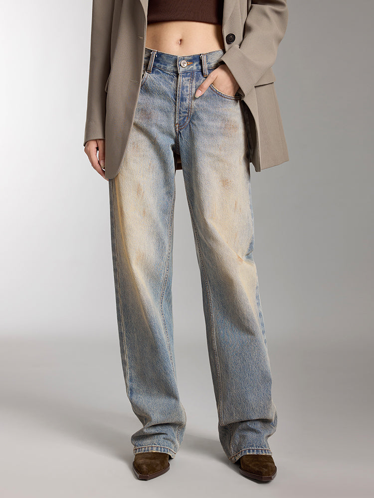 Straight Fit Wasteland Style Jeans