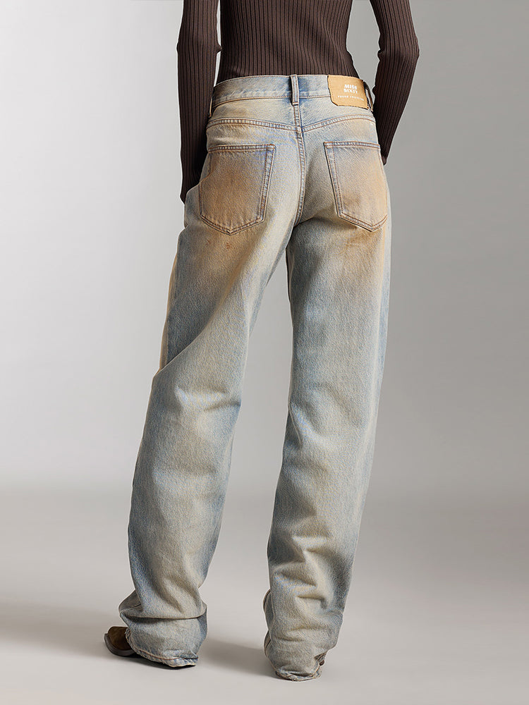 Straight Fit Wasteland Style Jeans