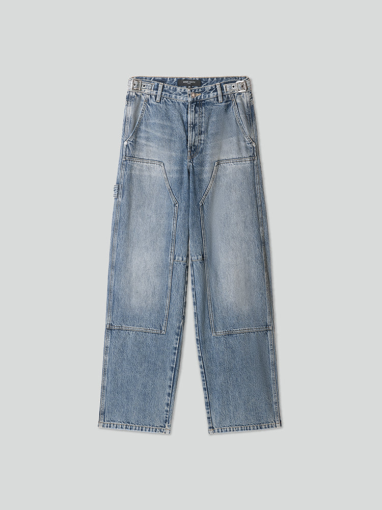 Stylish Wide Leg Jeans With Patch Design