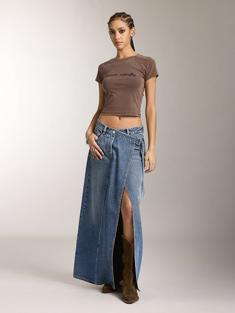 Vintage Maxi Denim Skirt With Slit MISS SIXTY - Main Image