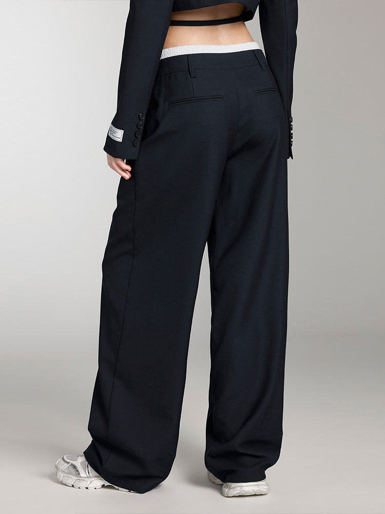 Double Waist Design Wide-Leg Trouser