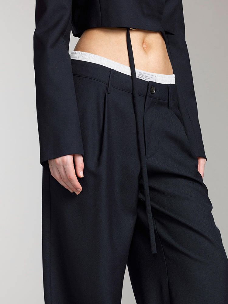 Double Waist Design Wide-Leg Trouser