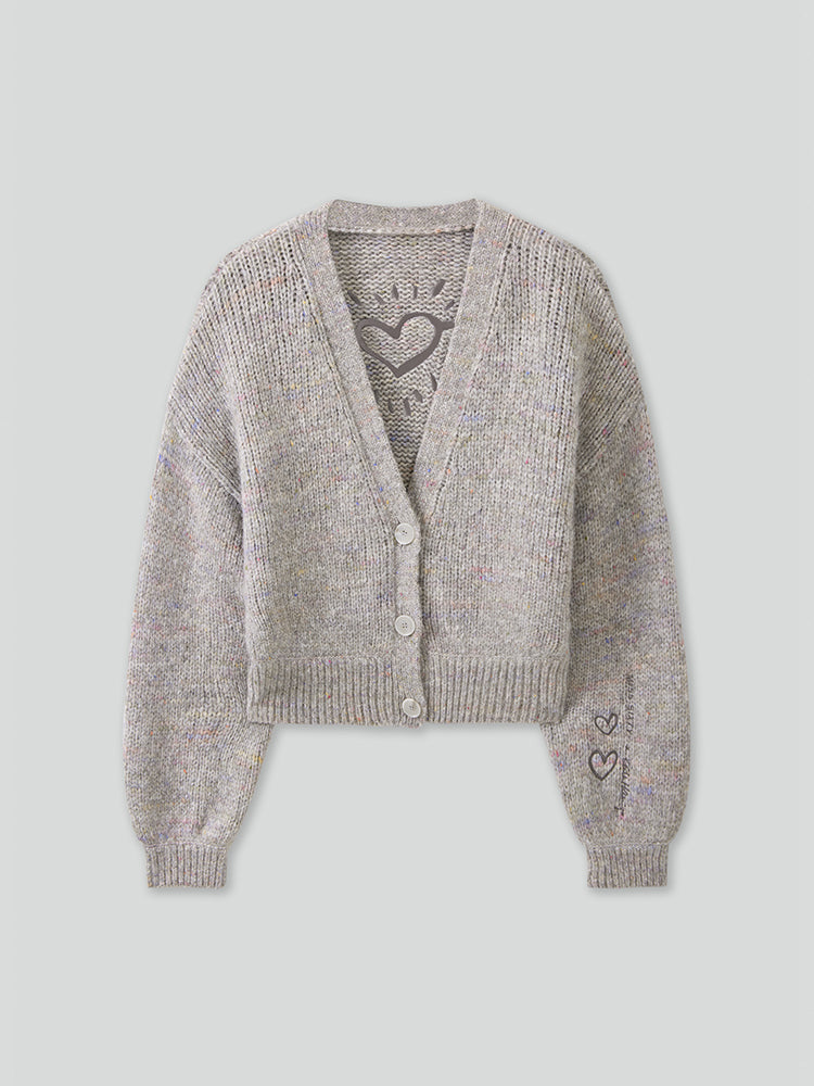 Miss Sixty X Keith Haring Capsule Collection Casual Knitted Cardigan With Delicate Embroidery