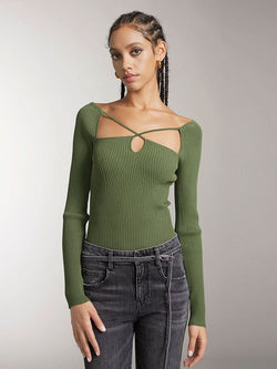 Hollow Design Slim Fit Knit Top
