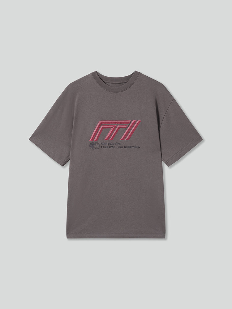 Relaxed Short Sleeves T-Shirt With Racing-Inspired Embroidered