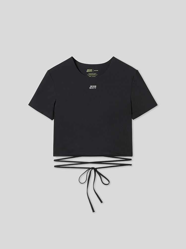 Lace-Up Logo Printed T-Shirt