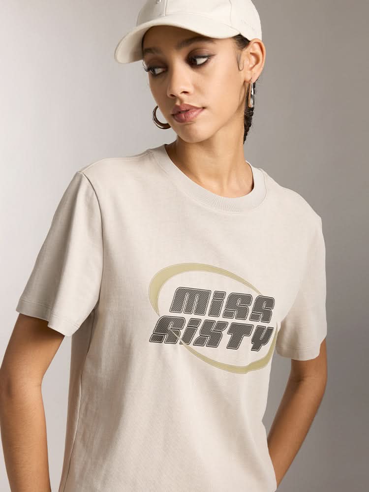 Crew Neck Color Contrast Printed T-Shirt