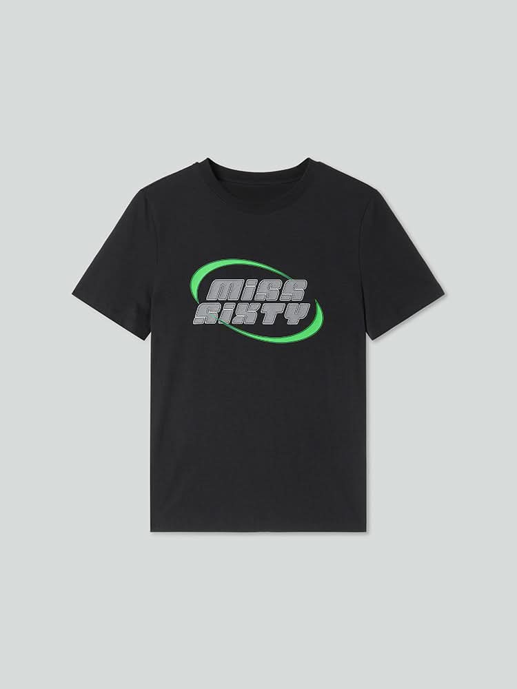 Crew Neck Color Contrast Printed T-Shirt