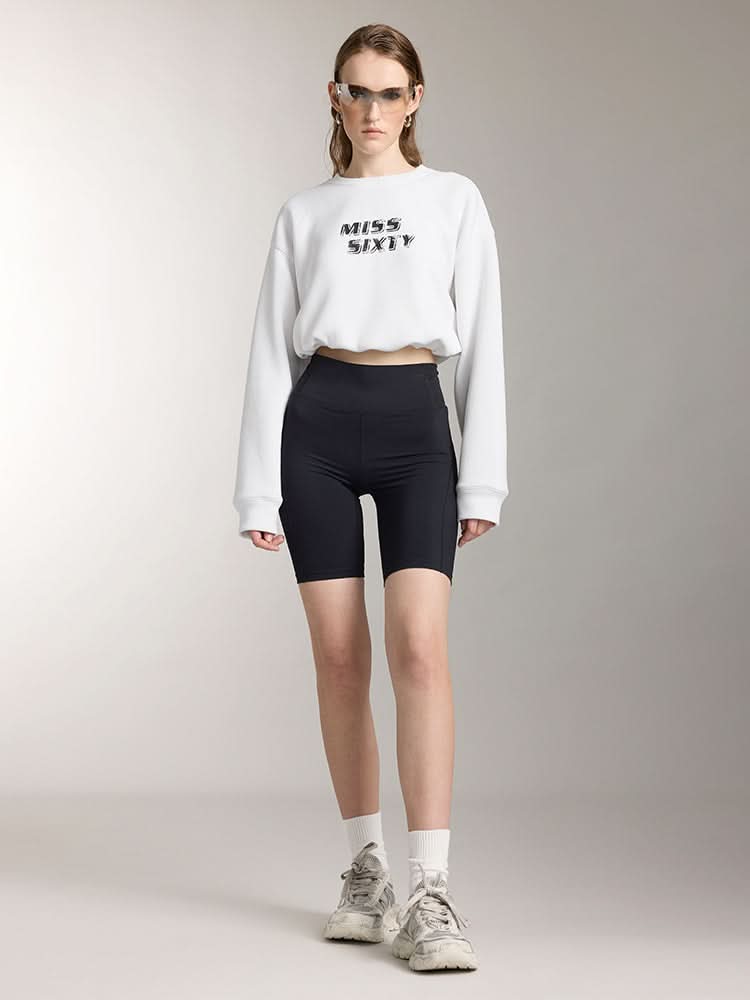 Printed Cropped Sports Sweatshirt