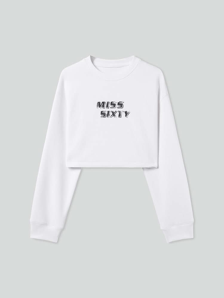 Printed Cropped Sports Sweatshirt