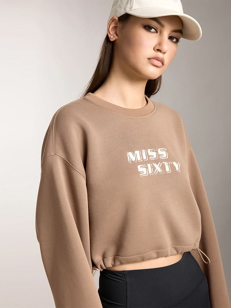 Printed Cropped Sports Sweatshirt