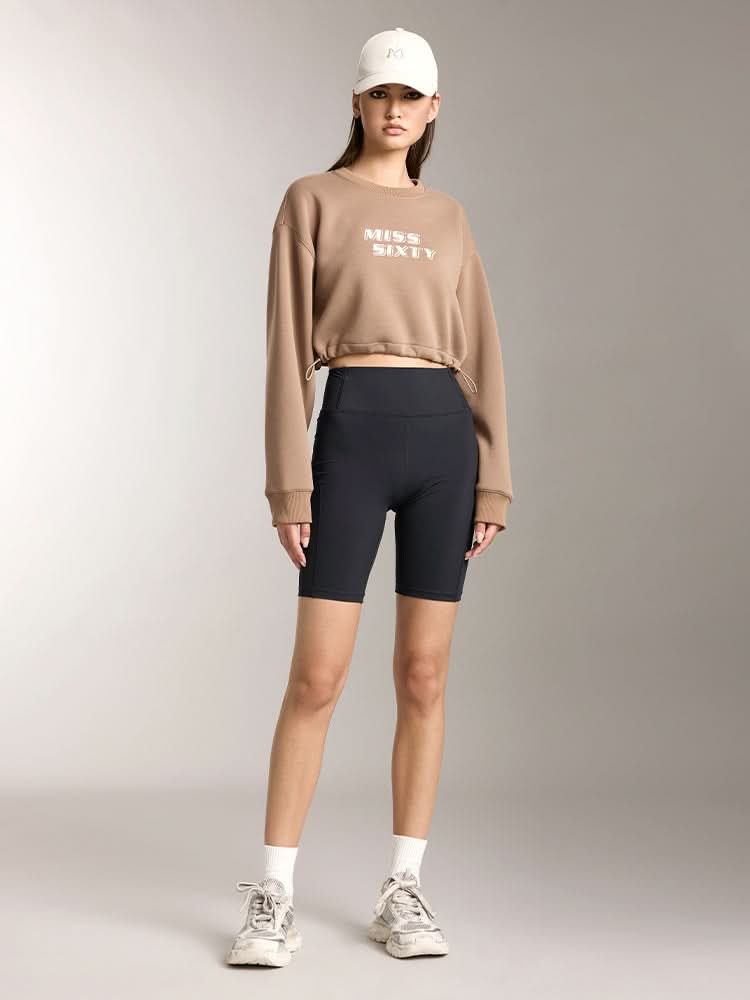 Printed Cropped Sports Sweatshirt