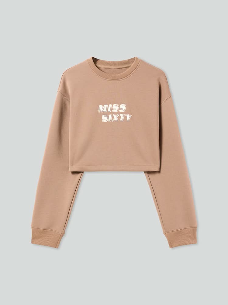 Printed Cropped Sports Sweatshirt