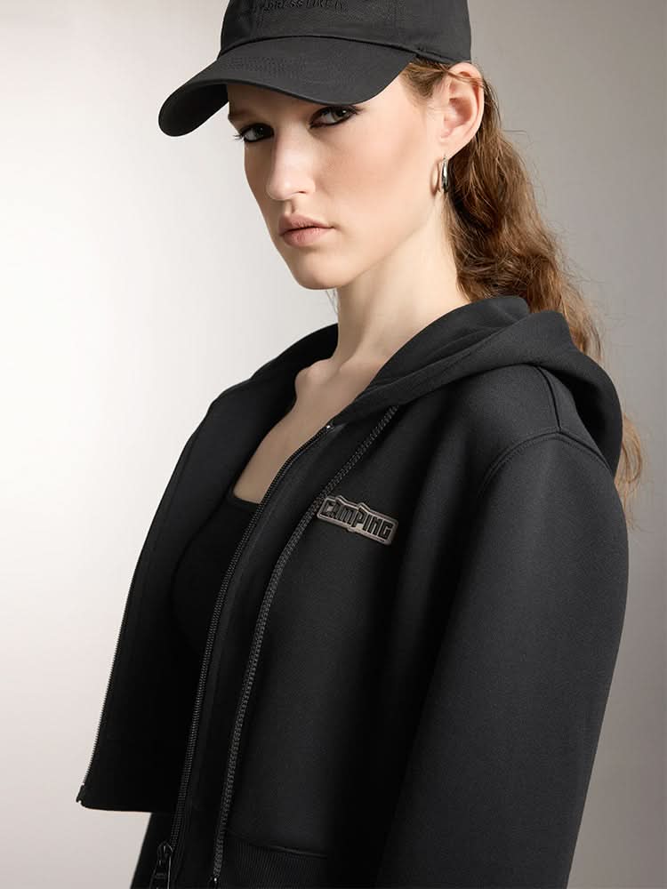Double Zipper Hooded Sports Sweatshirt